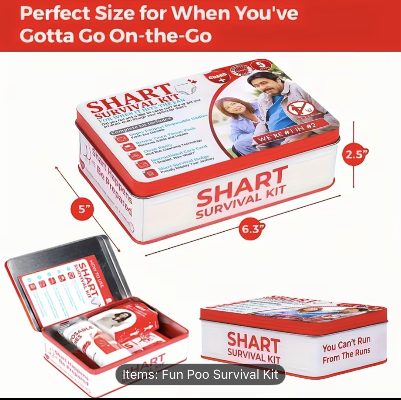 Birthday Gift | Shart Survival Kit Poop Prank Gift Set | Funny / Gag – Gift Kit