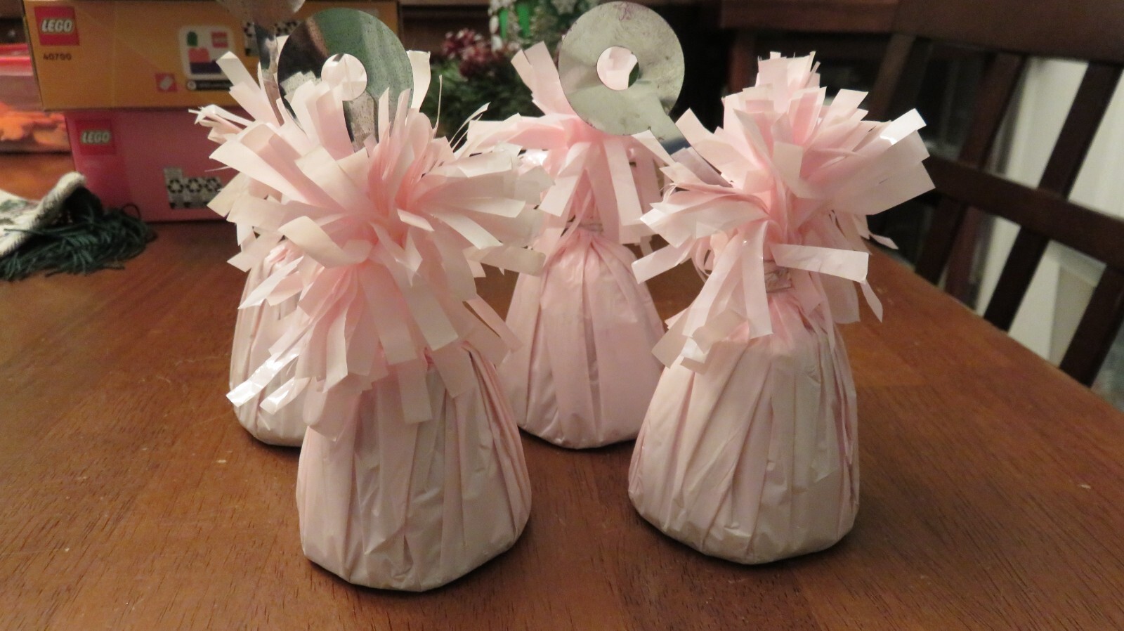 Set of 4 Pink Balloon Weights Party Birthday Supplies – 3″ tall
