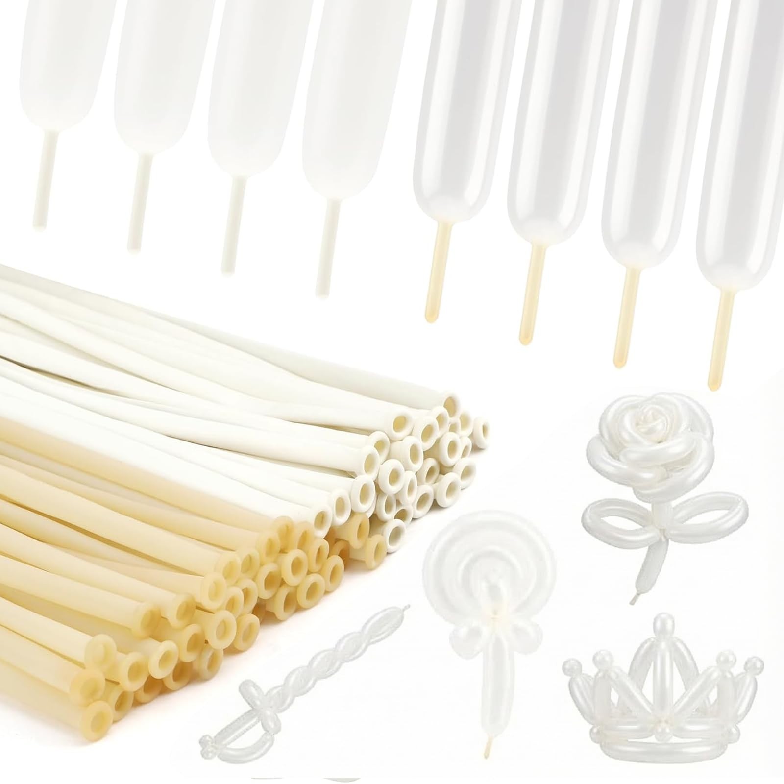 Clear Long Balloons,100pcs White Long Balloons,Animals 260 Ballloons for Begi…