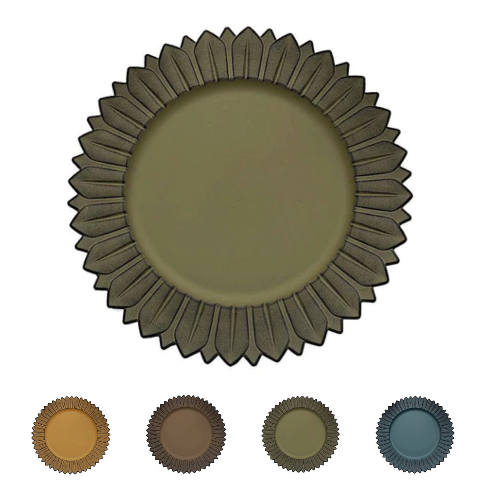 6 Matte 13″ Sunflower Design Plastic Round Dinner Charger Plates Party Events