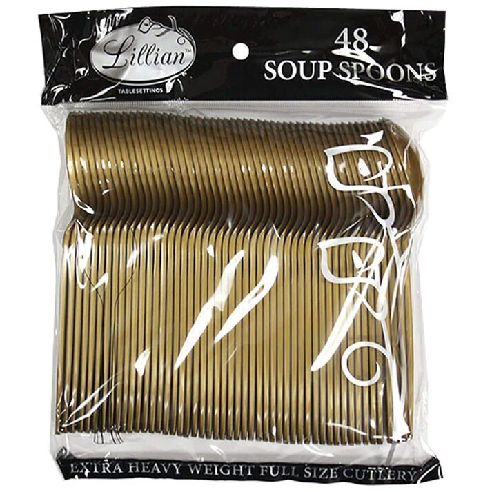 Gold Heavy weight Plastic Spoons 48 Pieces Tableware Decorations for Parties