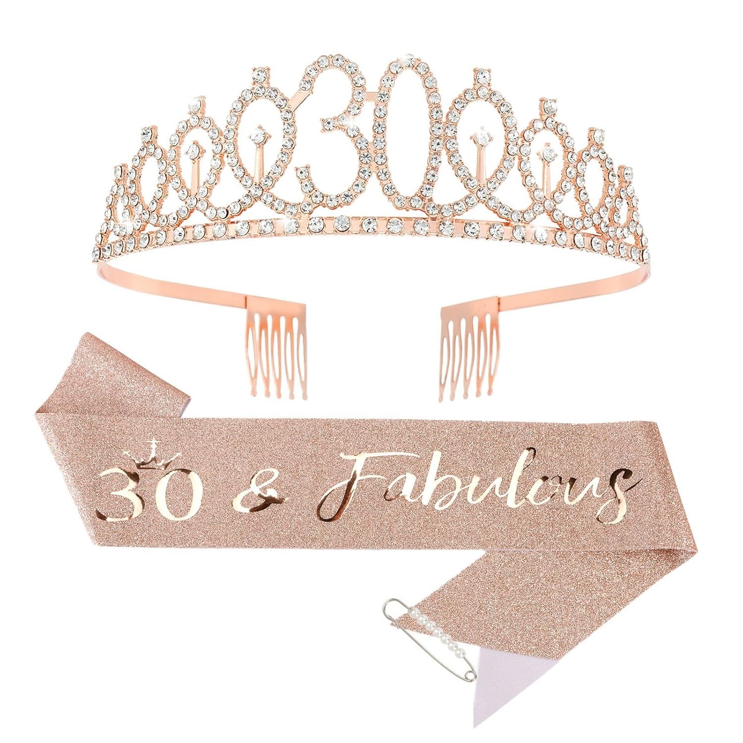 Dazzling 30th Birthday Tiara and Sash Set – Perfect for Instagram-Worthy Moments