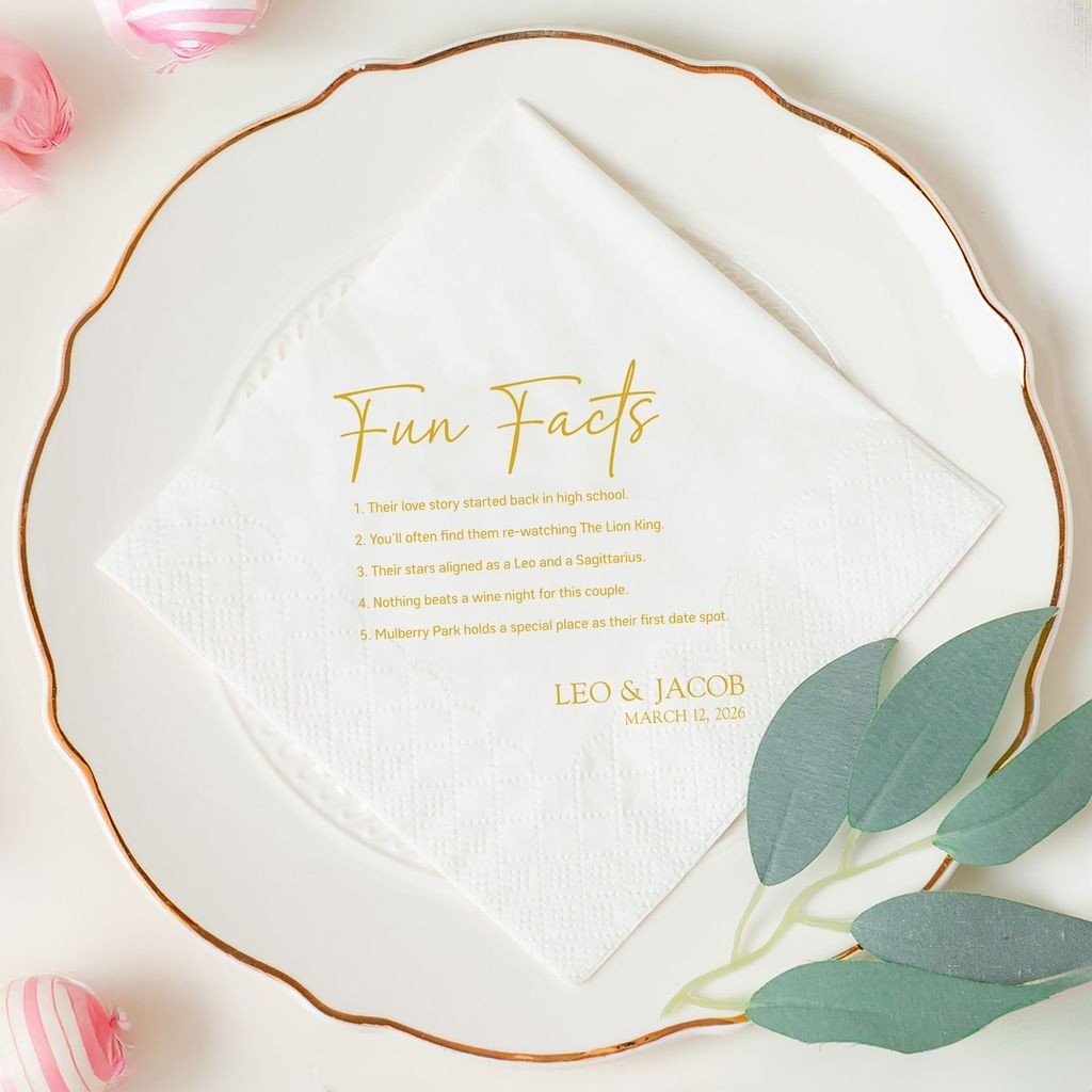 Personalized Wedding Napkins Fun Facts Reception Table Decor SATTNA0708