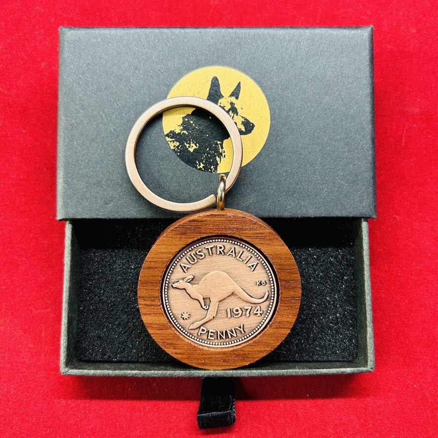 60th Birthday Gift Anniversary Present 1964 Australian Jarrah Penny Keyring