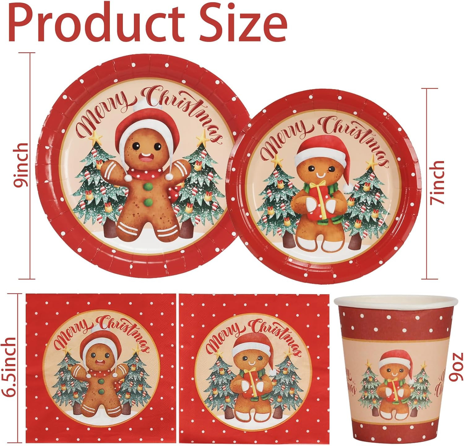 100 Pieces Gingerbread Christmas Decorations Set Serves 25 Christmas Party Dispo