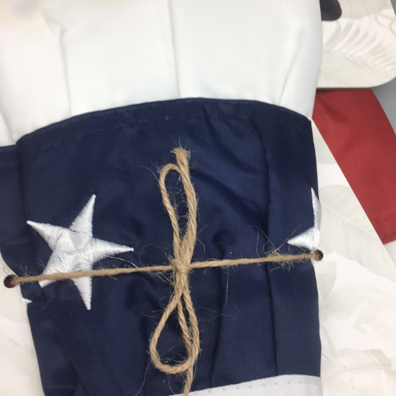 Tommy Bahama Bunting Embroidered Stars Handcrafted American Flag July 4th 58×27