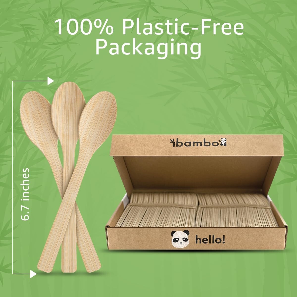 Ibambo 100% Bamboo Spoons – 100 Compostable Spoons, Disposable or Reusable