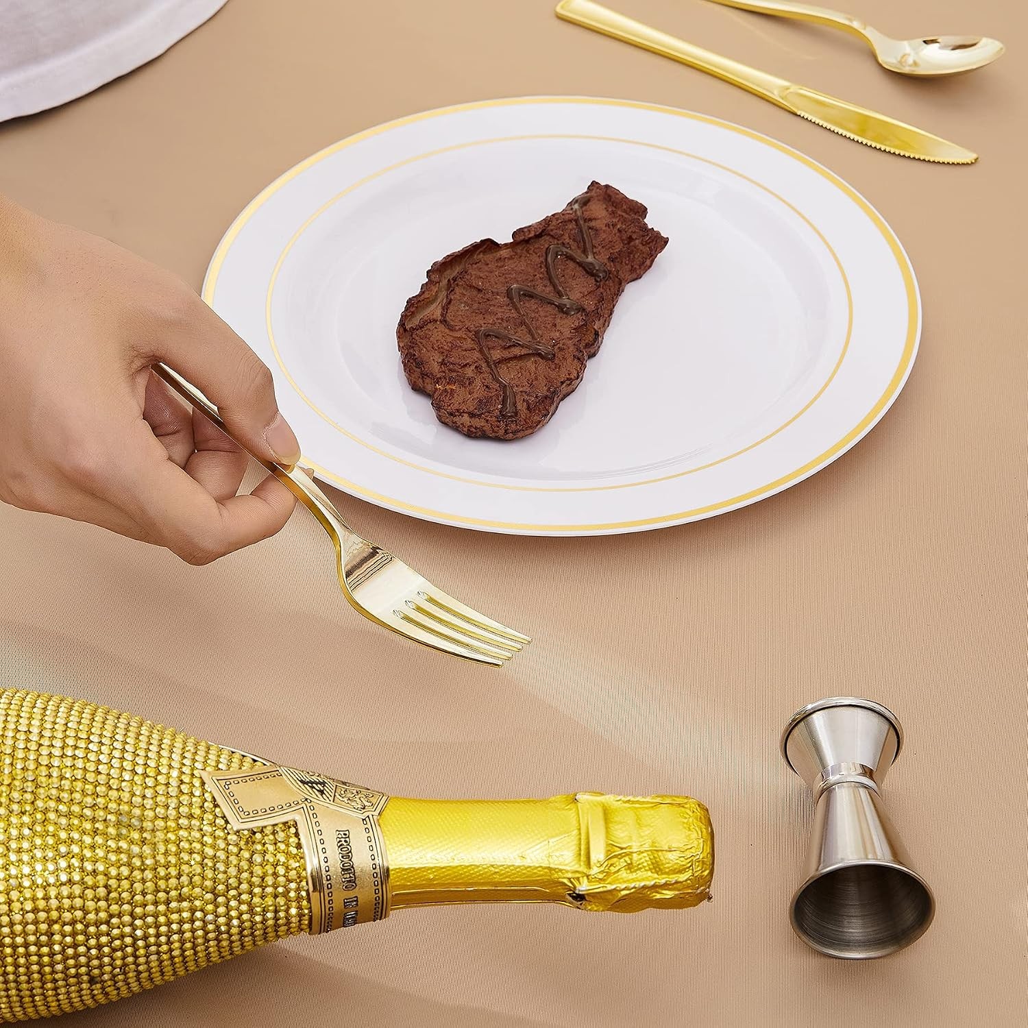 180PCS Gold Plastic Forks, Solid, Durable and Heavy Duty Plastic Forks,