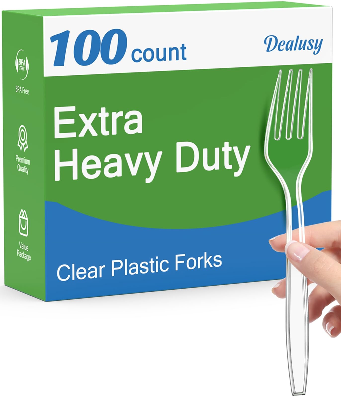 100 Count Extra Heavy Duty Clear Plastic Forks Disposable, BPA-Free, Heat Res…