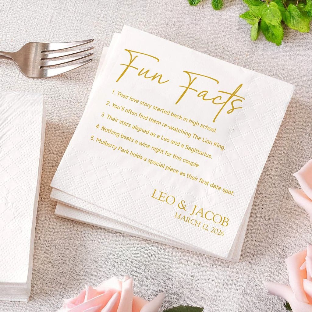 Personalized Wedding Napkins Fun Facts Reception Table Decor SATTNA0708