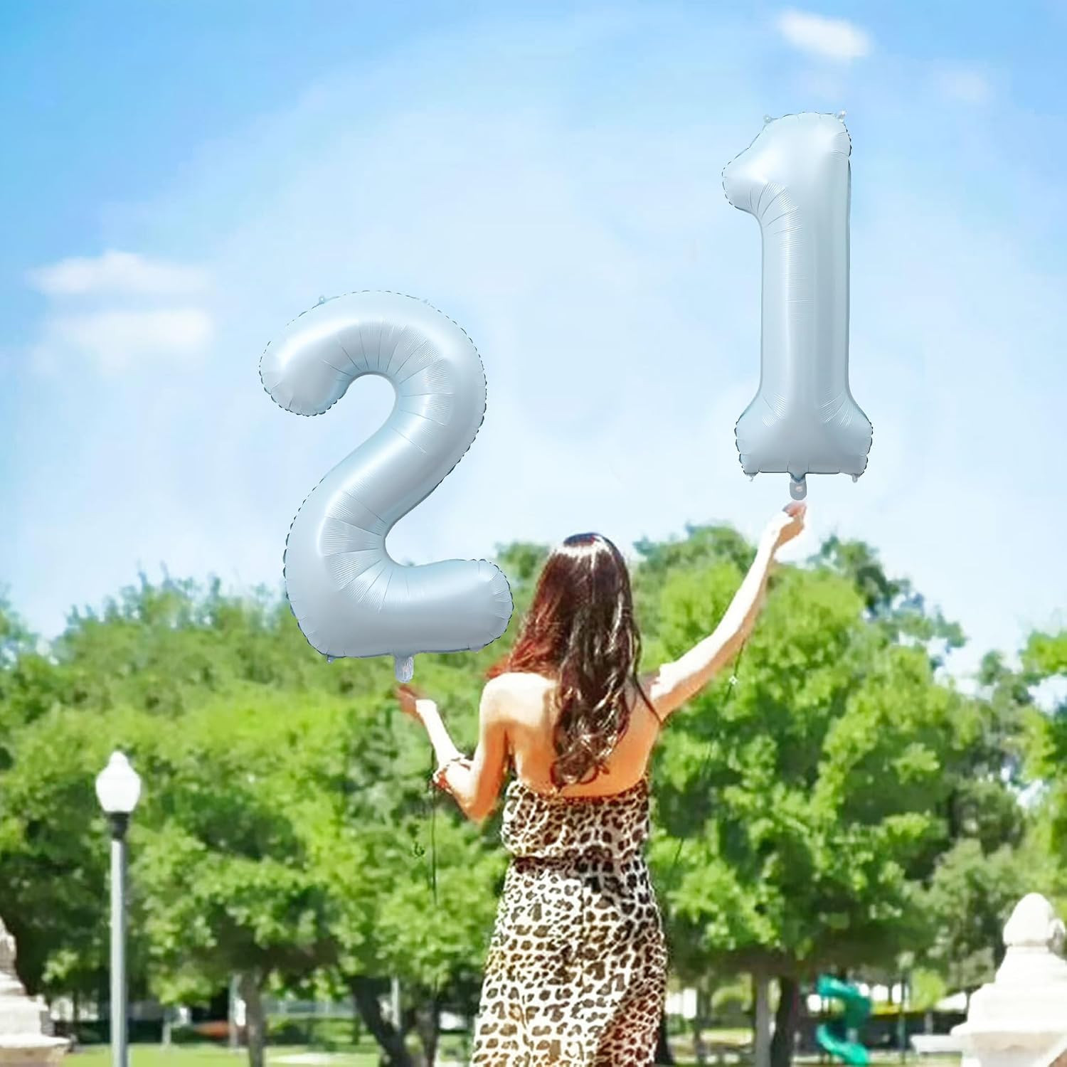 40 Inch Light Blue Number 21 Balloons Giant Foil Mylar Helium | 12Th or 21St Ann