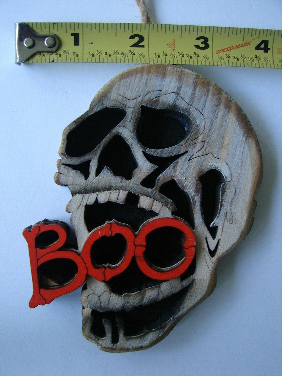 Halloween SCARY 5″ Wooden Mouth Skull Skeleton Ornaments Horror Decoration BOO!