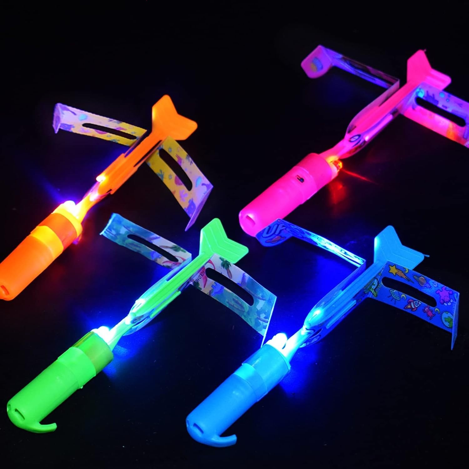 Rocket Slingshot Flying Toys with LED Lights – 12 Pcs Kids Outdoor Game with