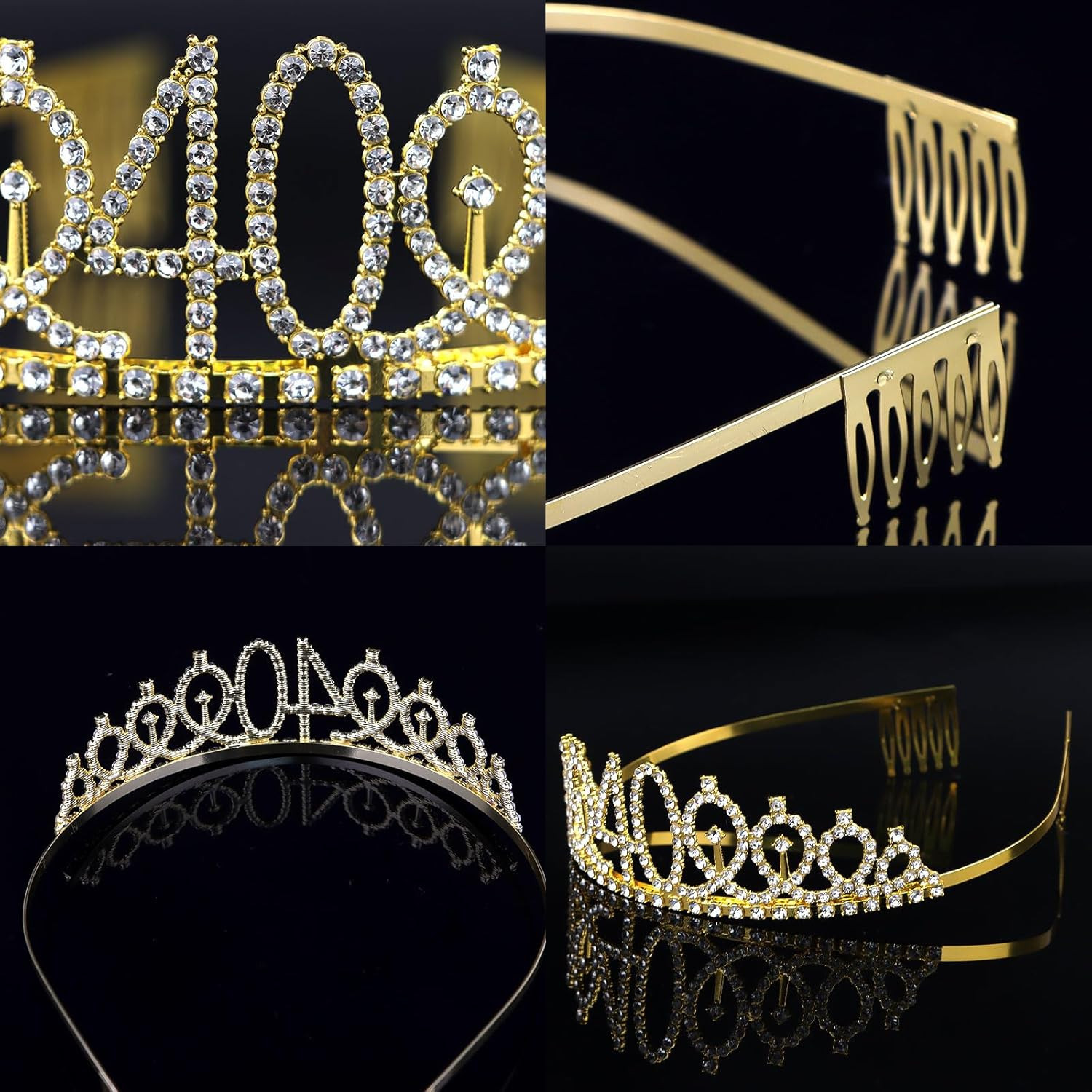 40Th Birthday Crown, 40 & Fabulous Sash, Pearl Pin Set, Tiara Decorations