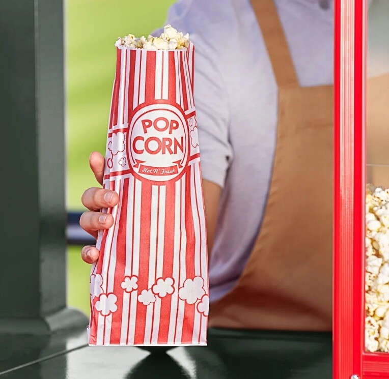 2 oz Popcorn Bags Red & White Striped Leak Proof Popcorn 4 3/4″ x 1″ x 12″ Party