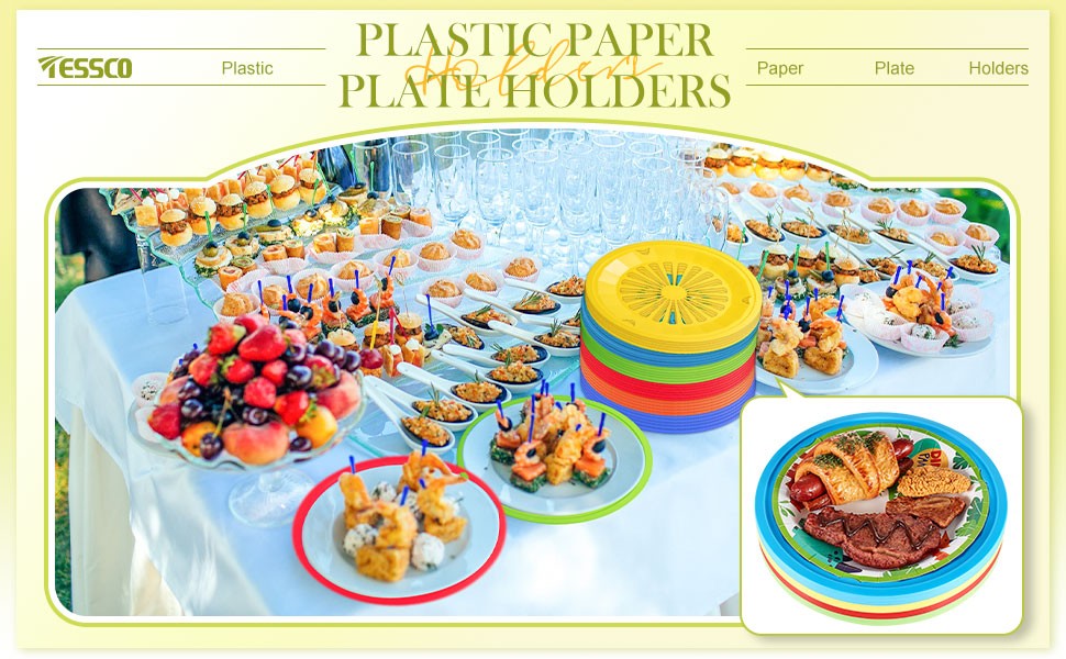 12 Pcs Reusable Plastic Paper Plate Holders 10 Inch Heavy Duty Plastic Paper