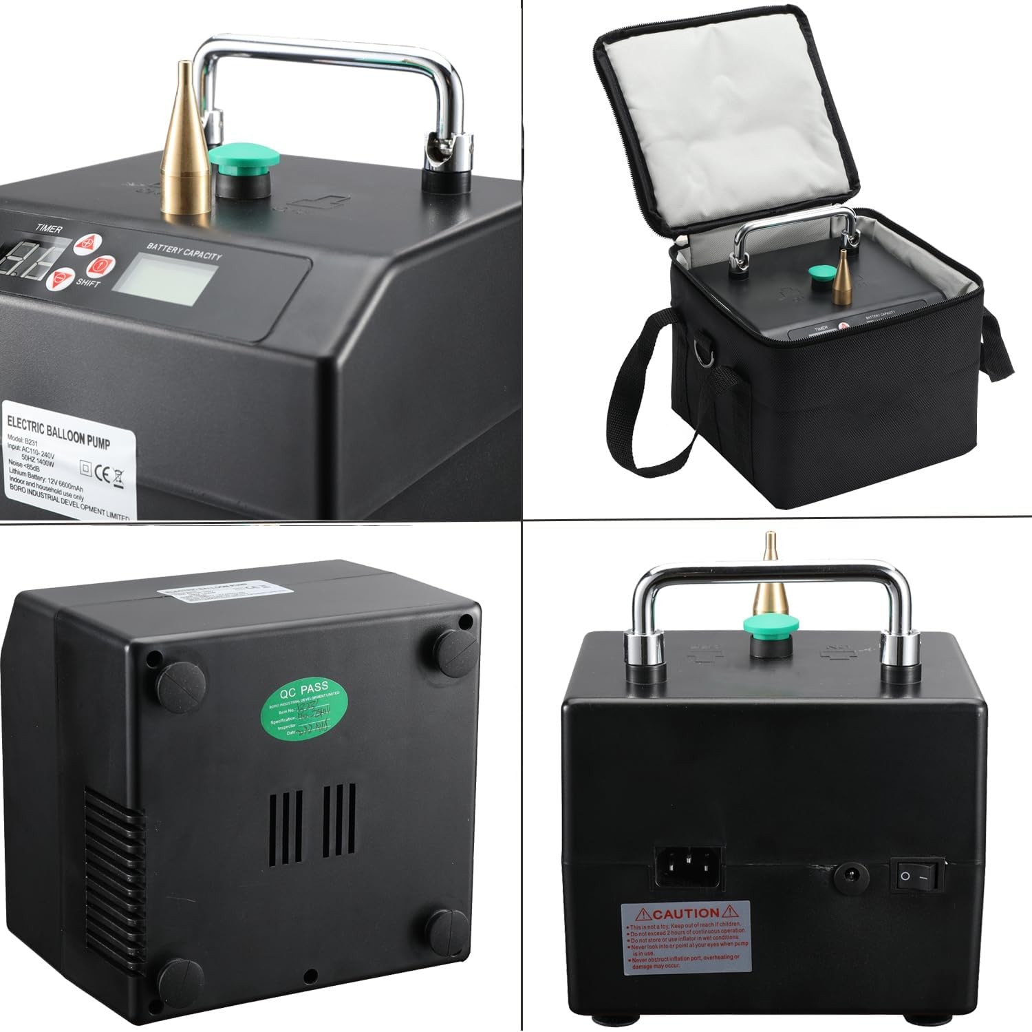 120W Electric Balloon Pump Inflator Digital Timer Air Blower Machine For Party
