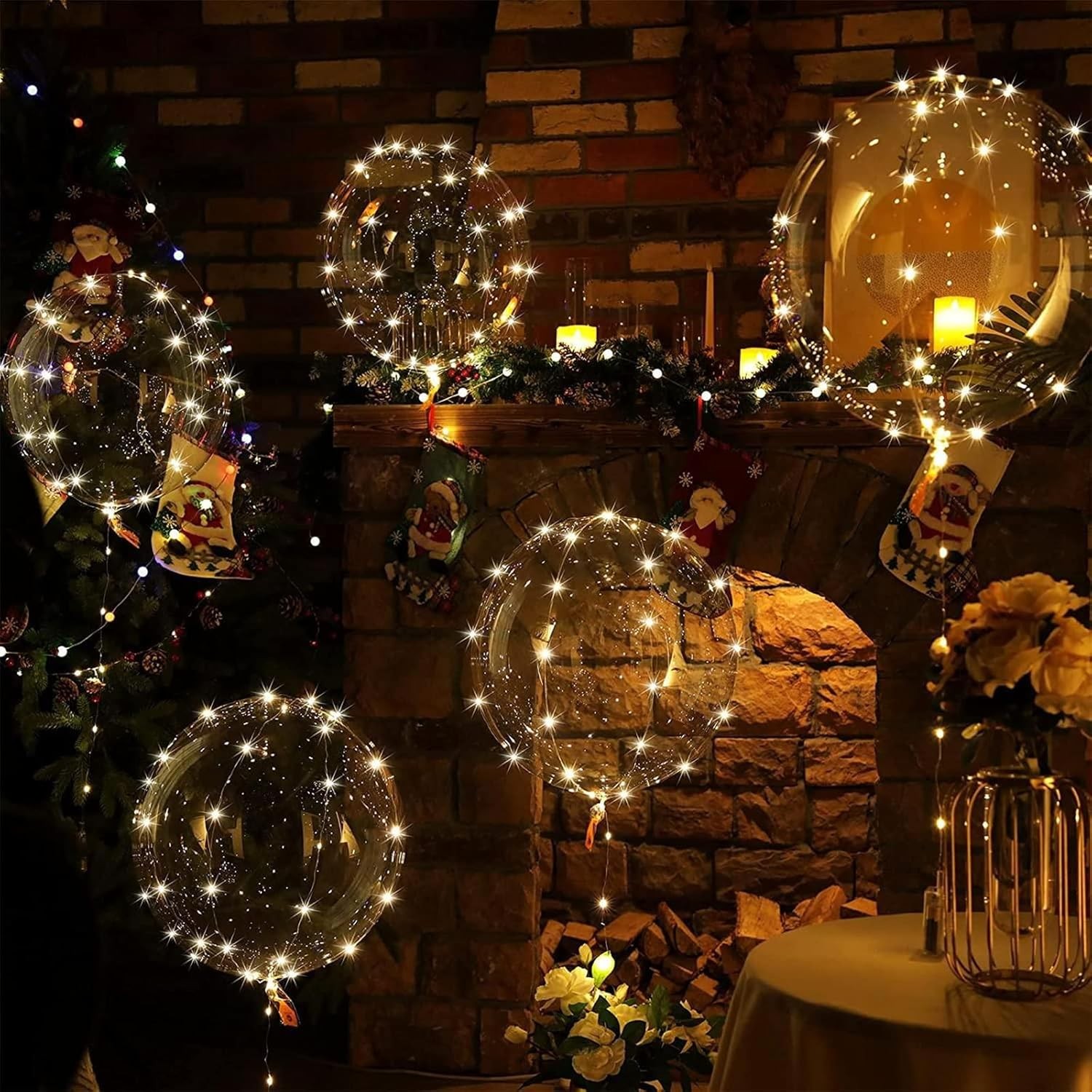 10Pcs 20″ LED Light Up Balloons with String Light for Indoor Outdoor Decor Clear