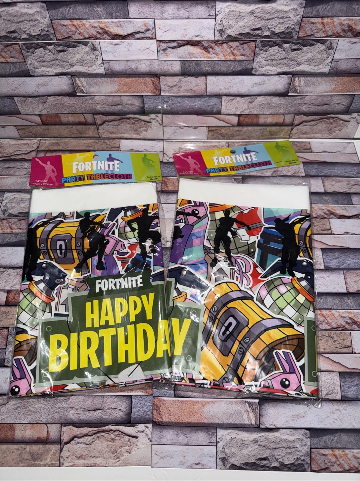 2x Fortnite Theme Plastic Tablecloth Rectangle Birthday Party Supplies Decor