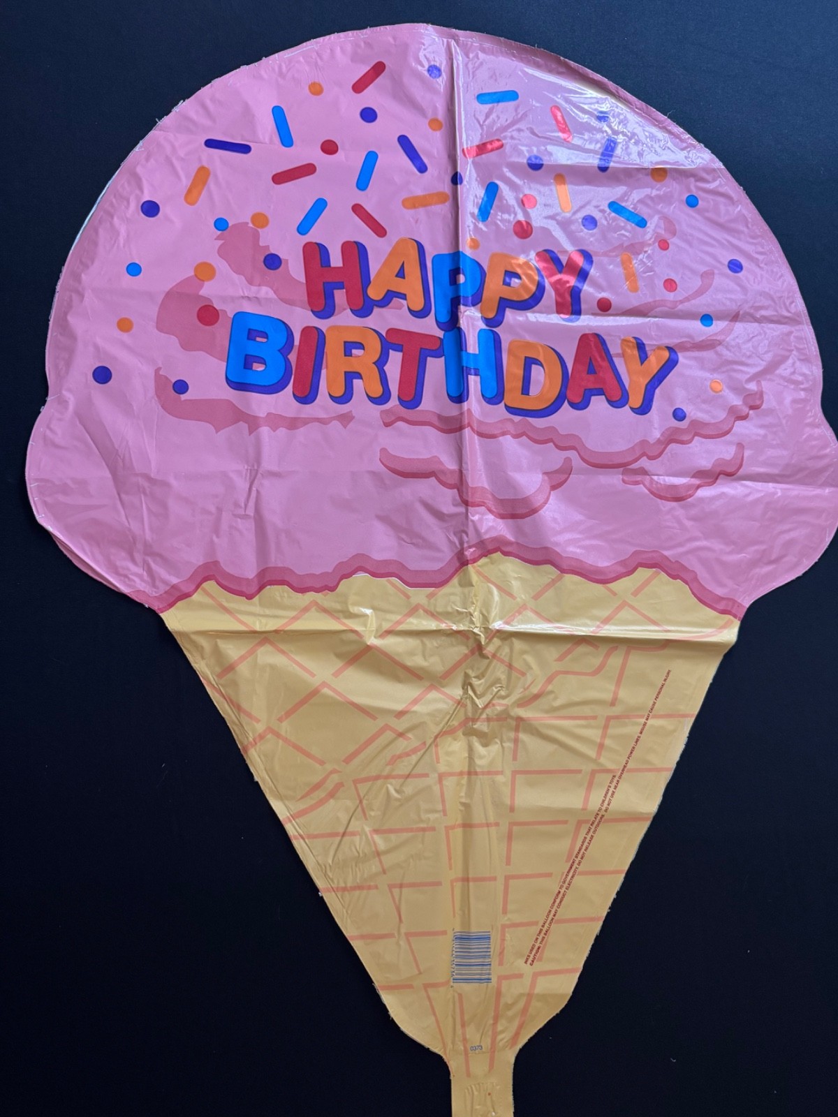 Large Ice Cream Happy Birthday Foil Balloon – 27″ – Pink with Confetti -Lot of 2