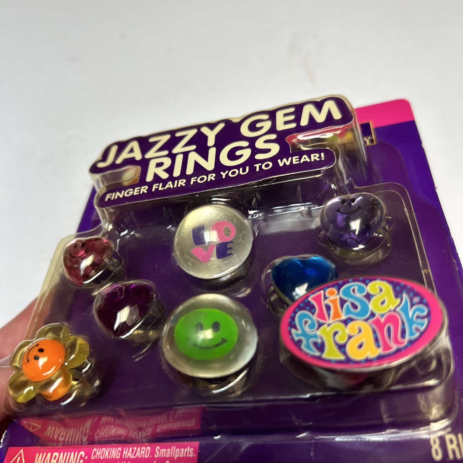 VTG Lisa Frank Party Favor NEW SEALED Valentines 8 Jazzy Gem Rings LOVE Hearts