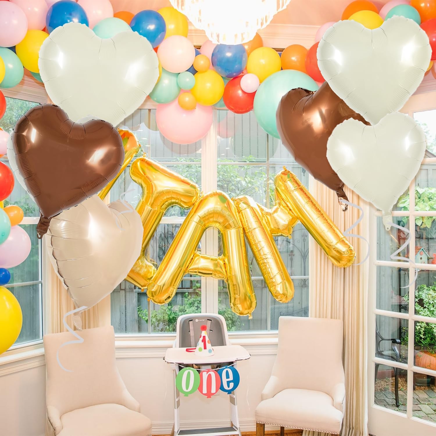 30 Pcs Brown Cream Heart Foil Balloons