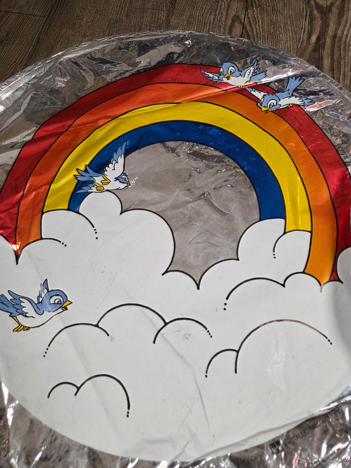 Blue Birds Cloud Rainbows Vintage Mylar Balloons From 1980s Lot of 2