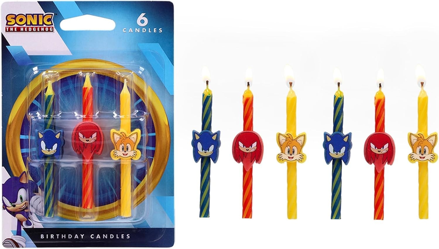Sonic the Hedgehog Cake Candles | 6 Birthday Cake Candles Featuring Sonic, Kn…