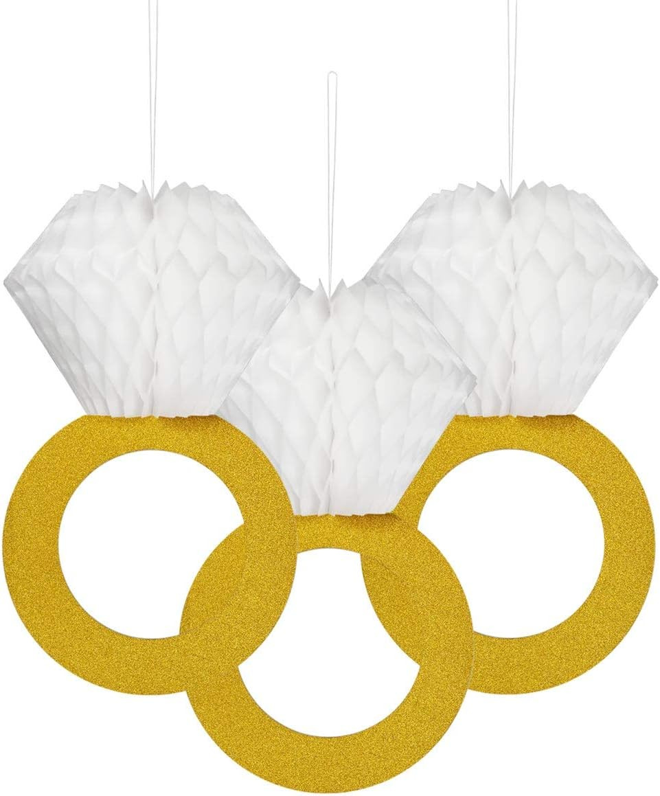 Glitter Gold Honeycomb Diamond Ring Hanging Decorations Bachelorette