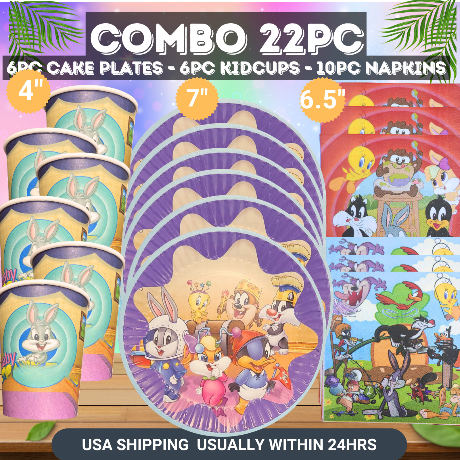 Looney tunes baby plate cup birthday party supplies favor centerpiece decoration