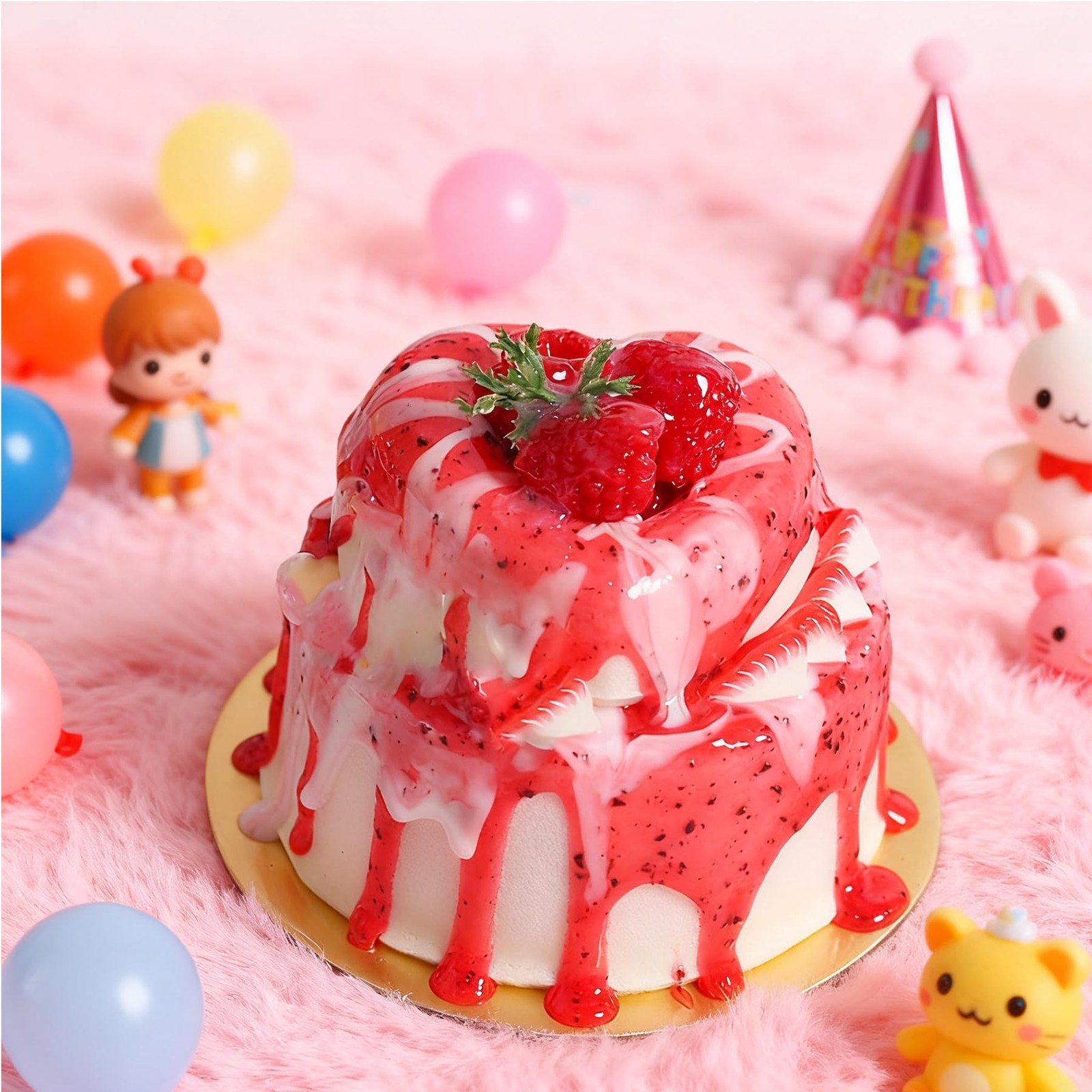 Fake Cake Dessert Artificial Cream With Strawberry Jam Faux Food Model Prop