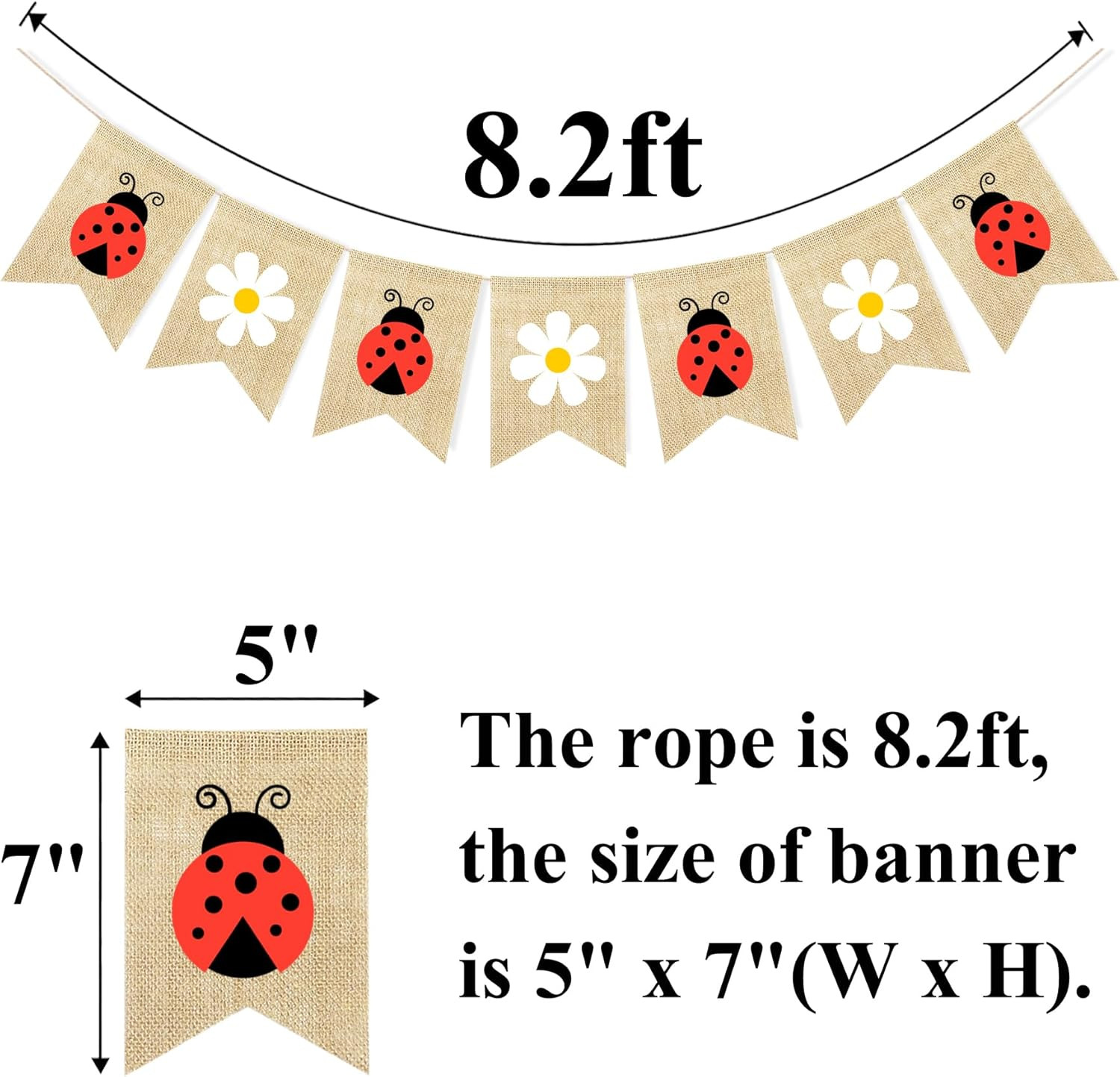 Daisy Ladybug Banner Burlap Bunting Garland Ladybug Party Decorations for Weddin