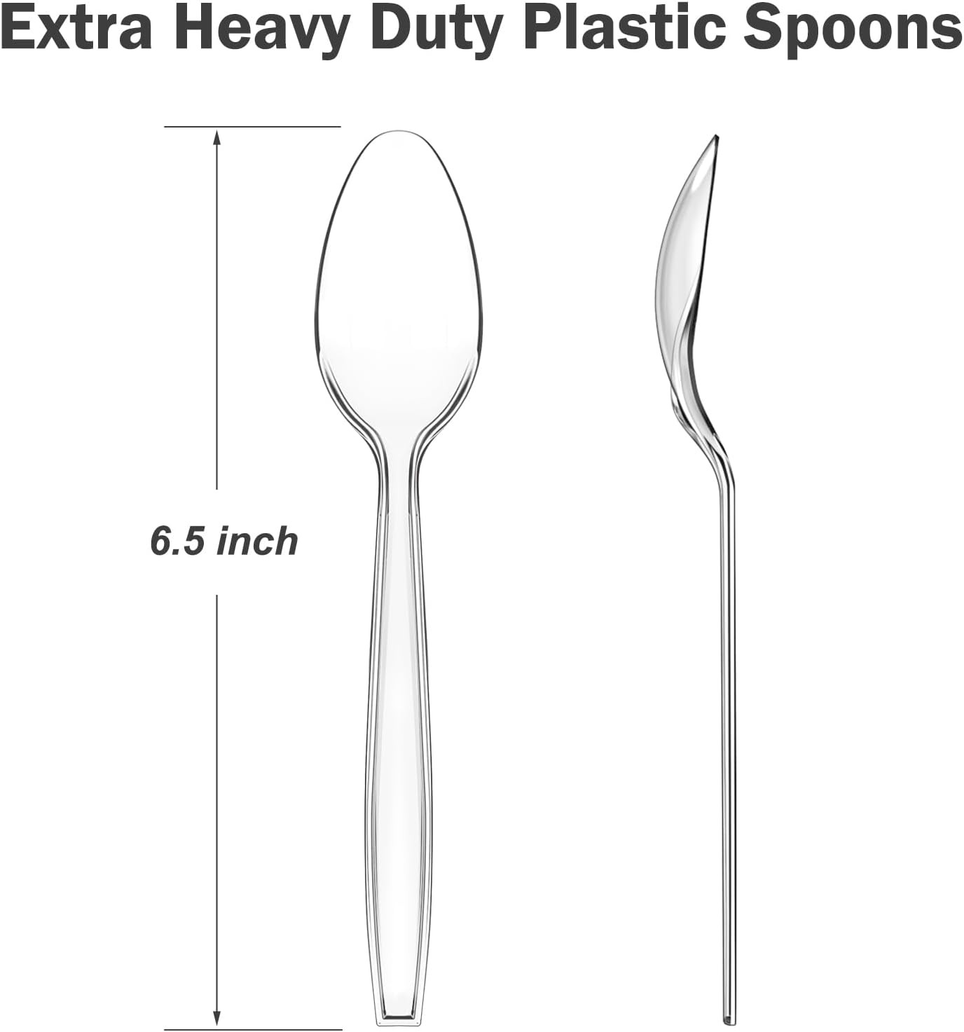 100 Count Clear Plastic Spoons Disposable, Bpa-Free, Heat Resistant, Solid and D