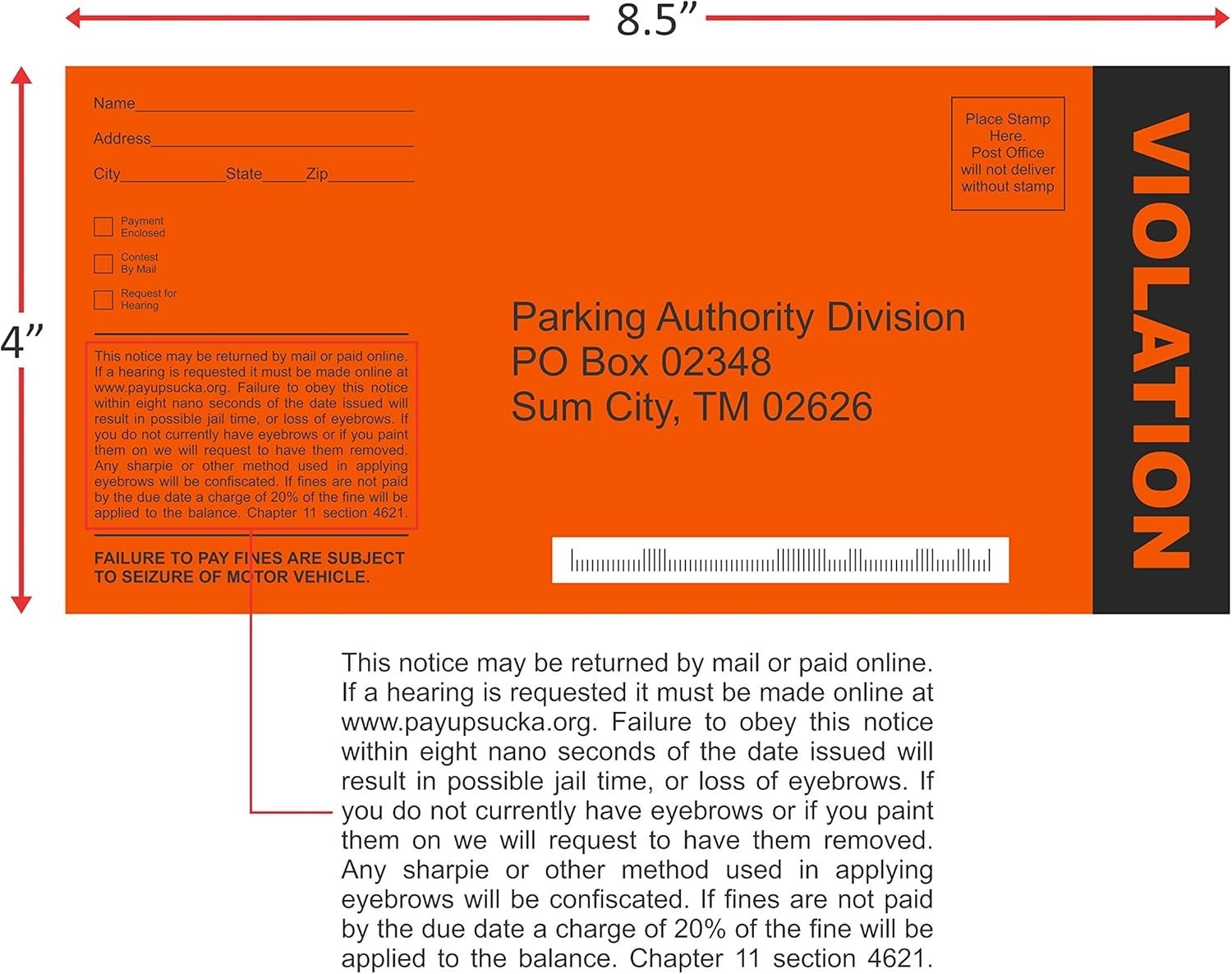 25 Large Fake Parking Tickets – Prank Citations for Kids & Adults, Immersive Fun
