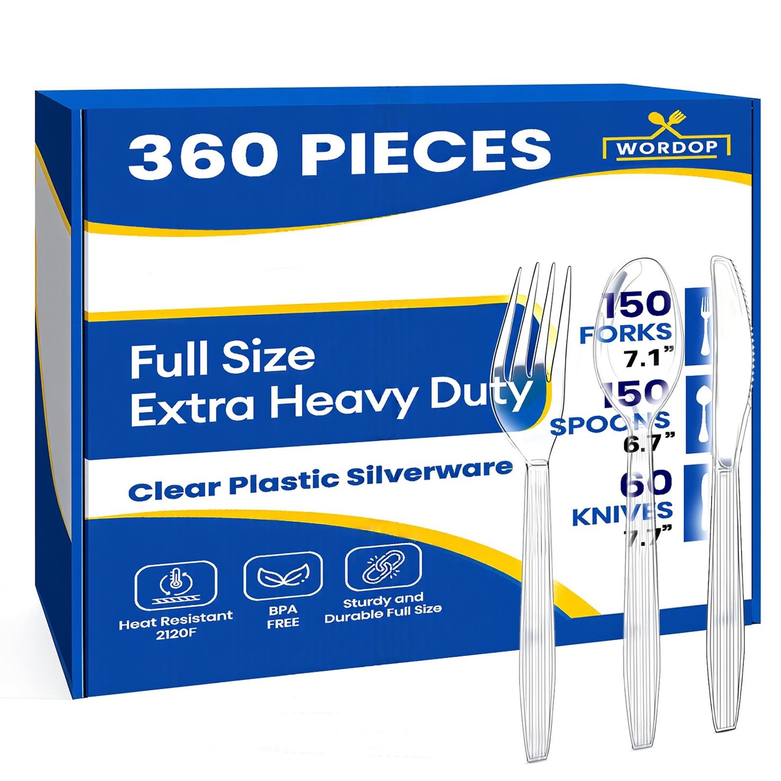 360 Count Extra Heavy Duty Plastic Silverware Set – Heat Resistant & BPA Free…