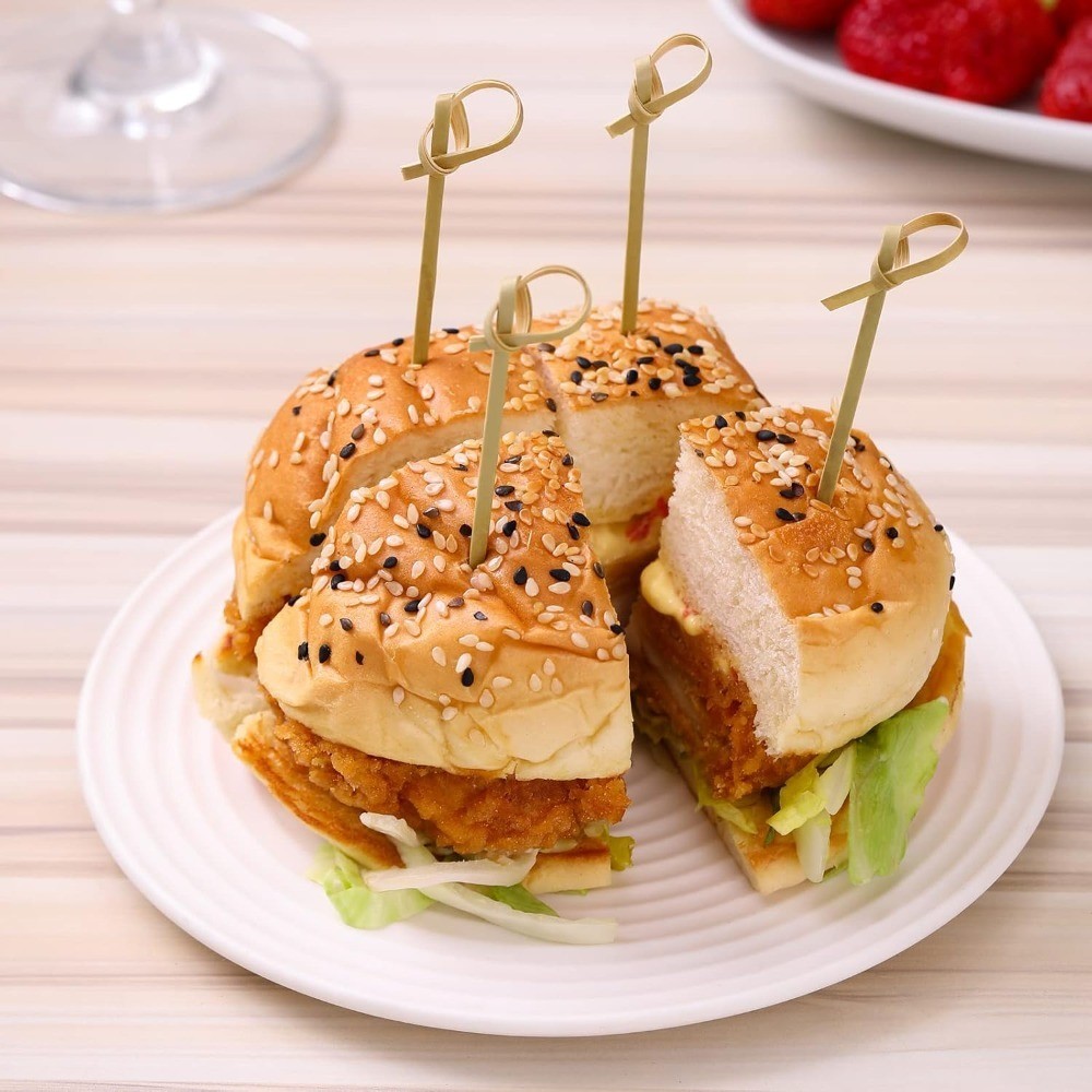 Natural Bamboo Cocktail Picks 200 PCS 4.7 Inch Appetizer Skewers Mini Food