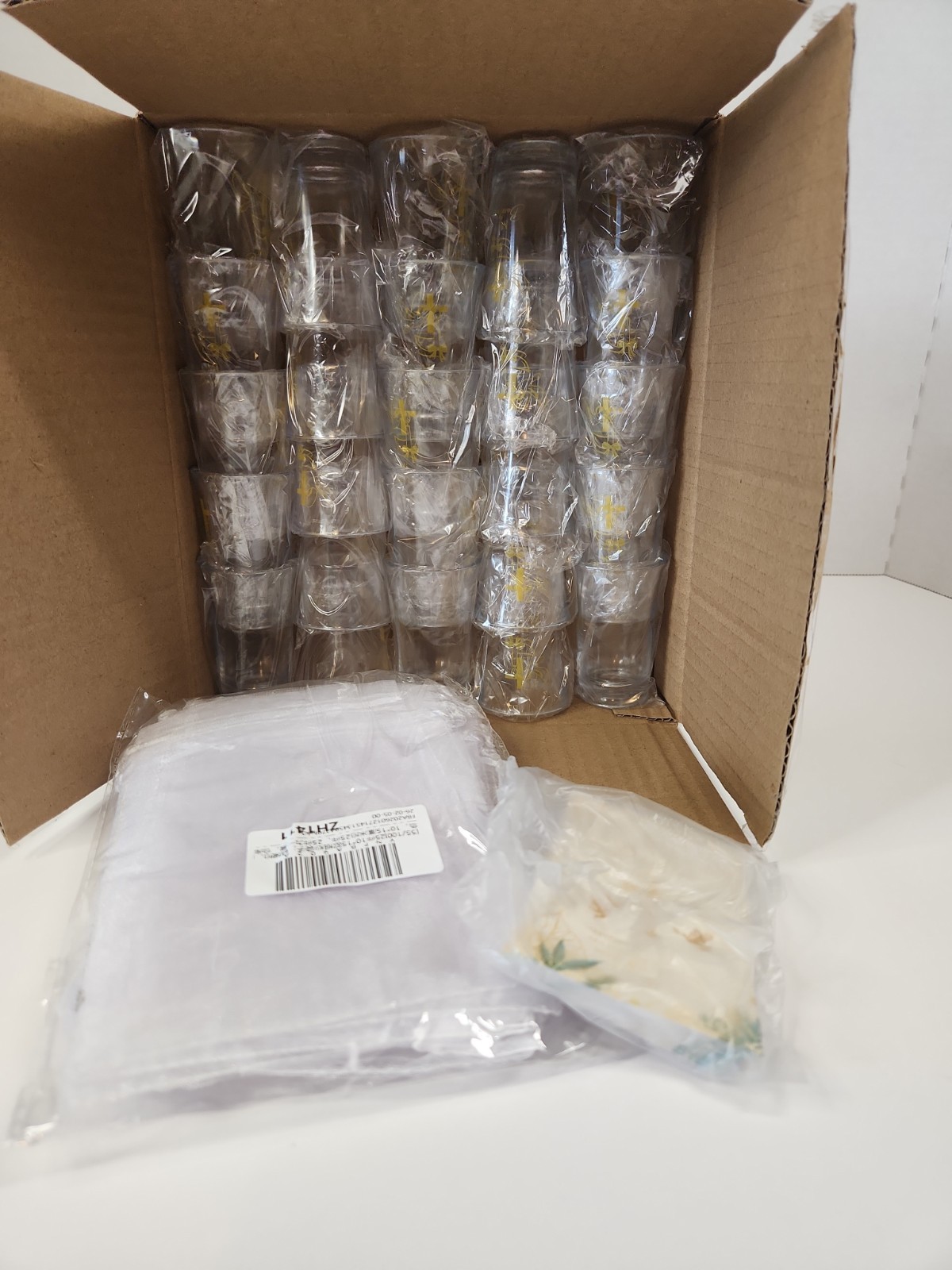 25 Piece Set Mi Bautizo Baptism Favors Cups Cards Organza Bags Recuerdos DIY