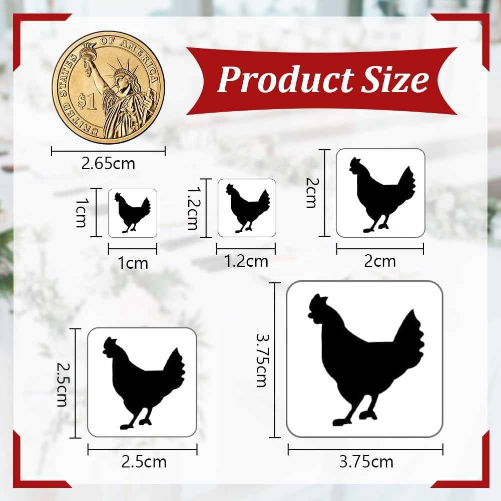 2400Pcs 0.5 Inch Silver Meal Stickers – Cow/Chicken/Fish/Carrot Design