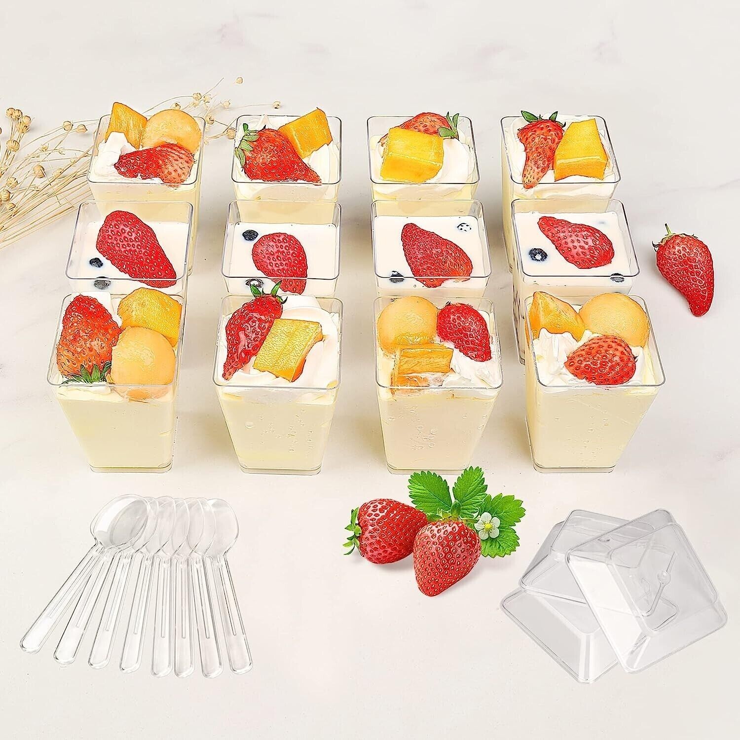 HawHawToys Dessert Cups, 60 Pack 5.4oz Appetizer Cups Parfait Cups Clear Plastic