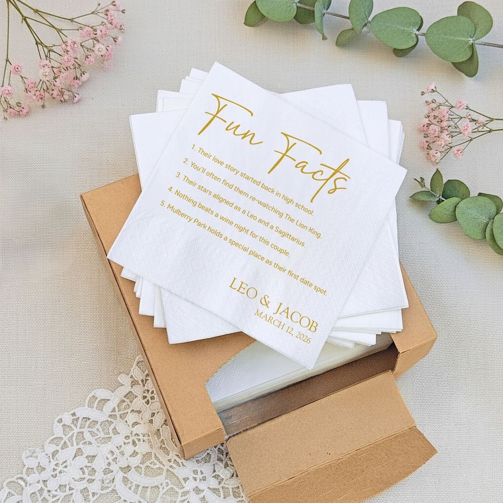 Personalized Wedding Napkins Fun Facts Reception Table Decor SATTNA0708