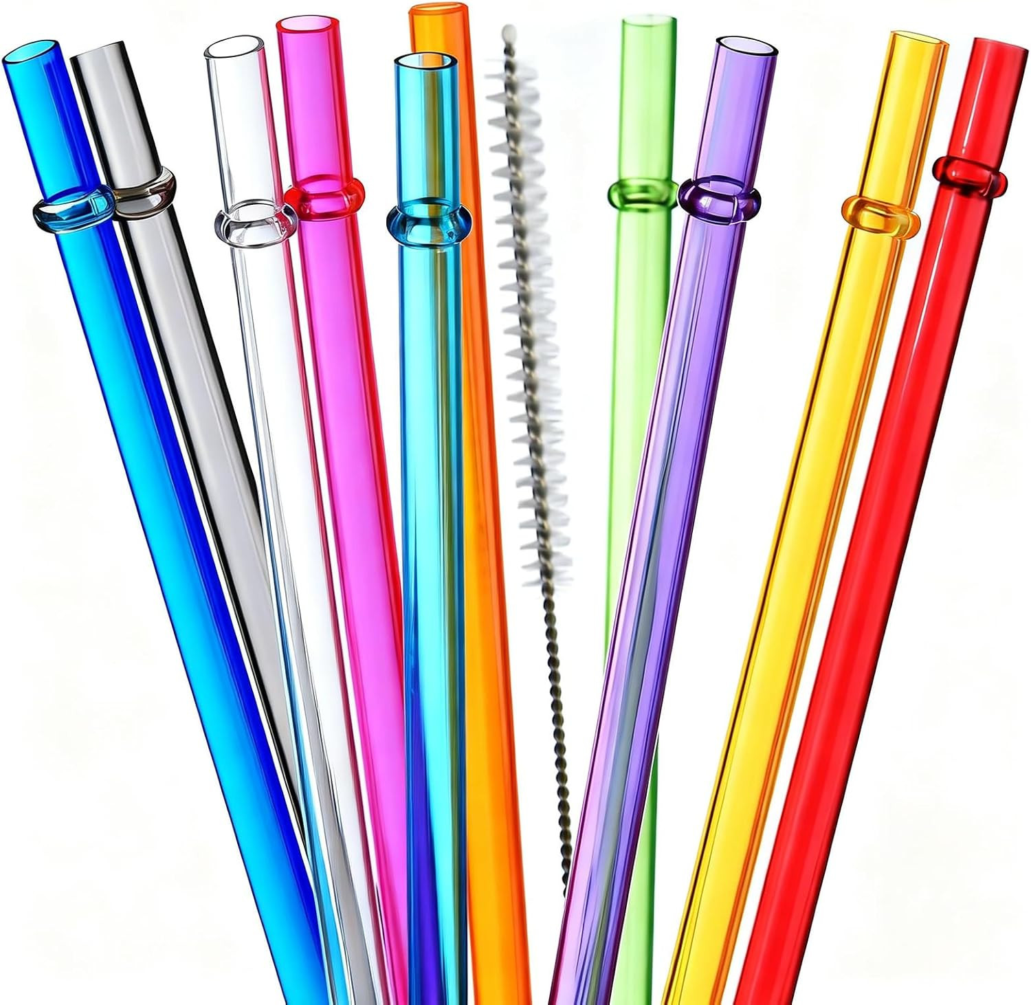 ALINK 10.5 in Long Reusable Plastic Straws with Brush, Tritan Hard Plastic Tumbl