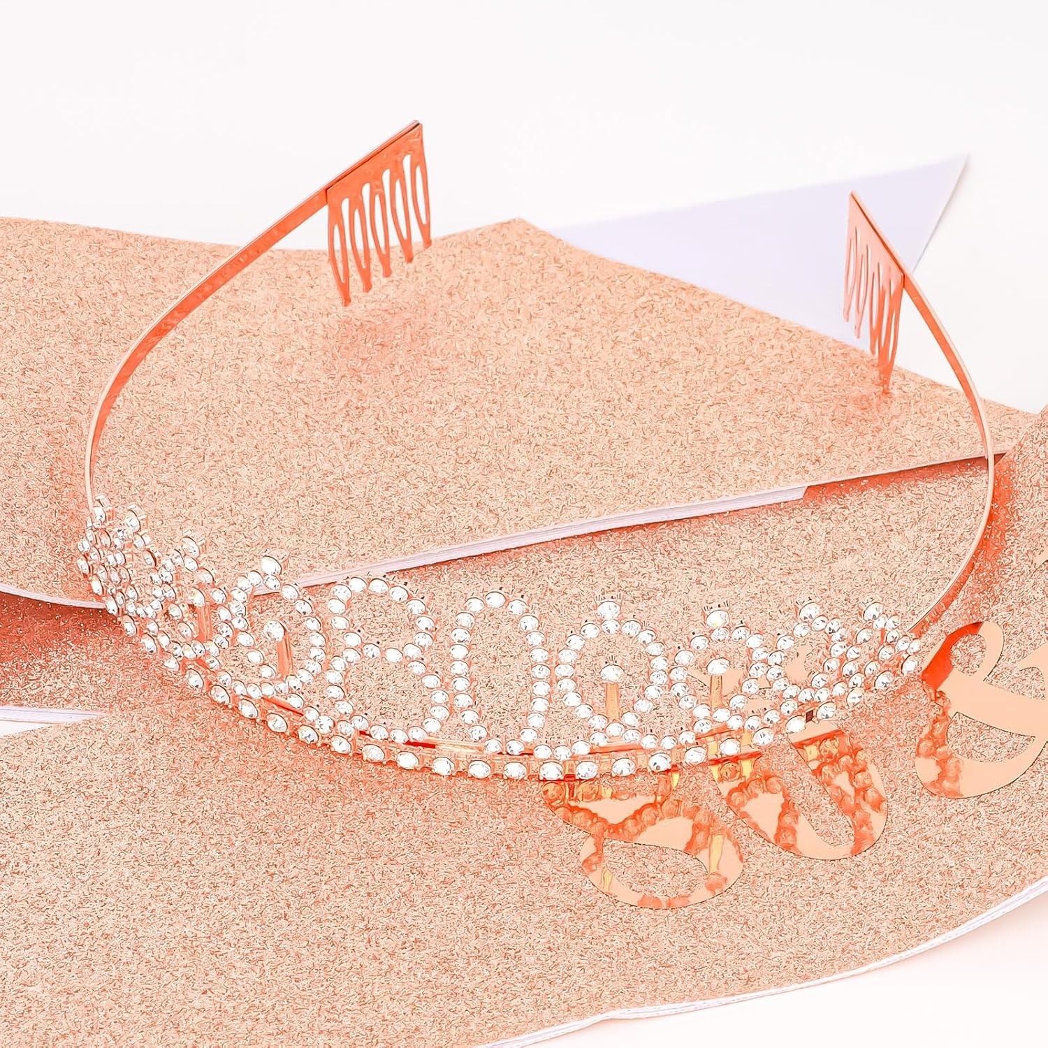 Lightweight 80th Birthday Rose Gold Sash and Crown Set – Ultimate Party Favors