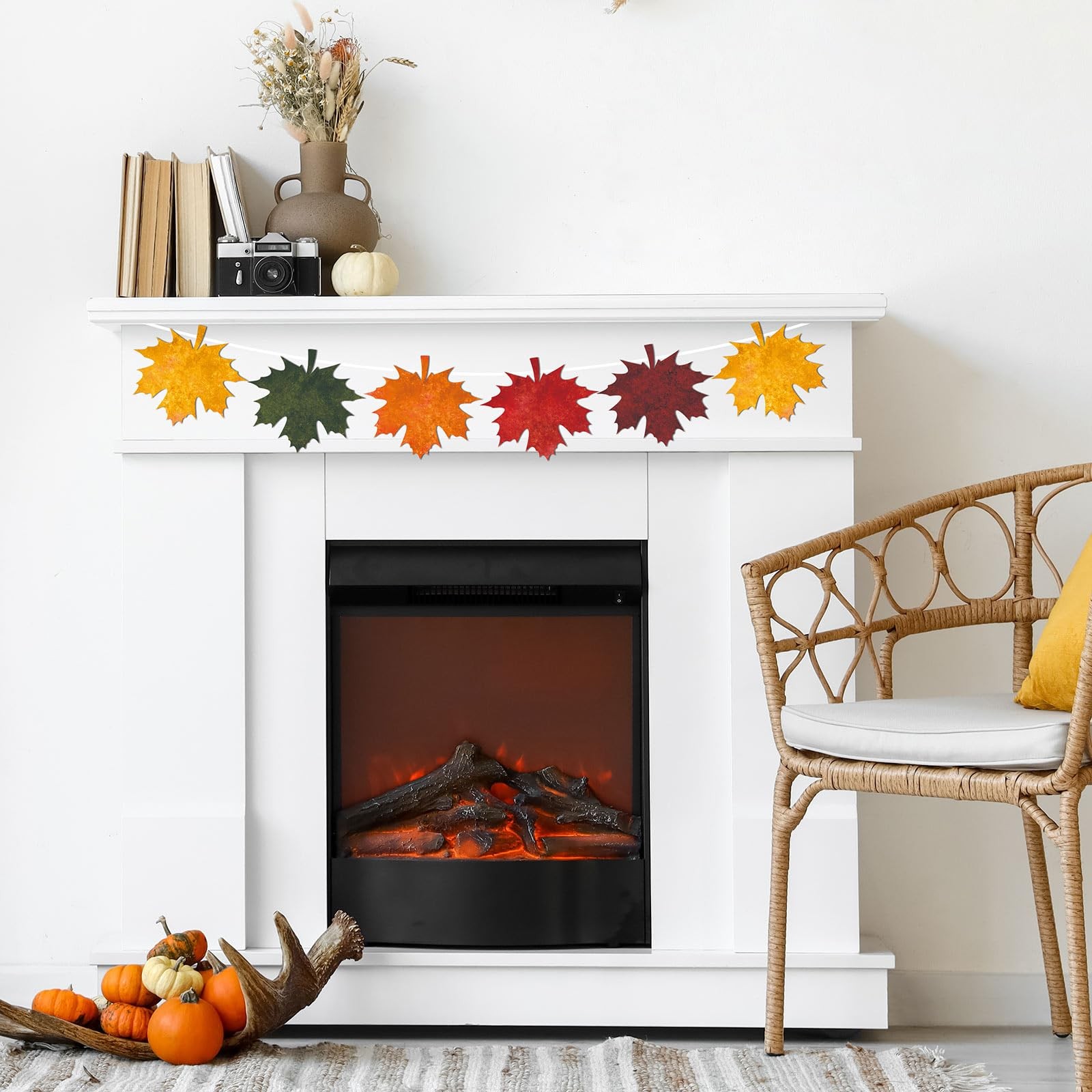 50 PCS Fall Autumn Maple Leaves Solid Cardboard Cutouts 100 Glue Points Decor