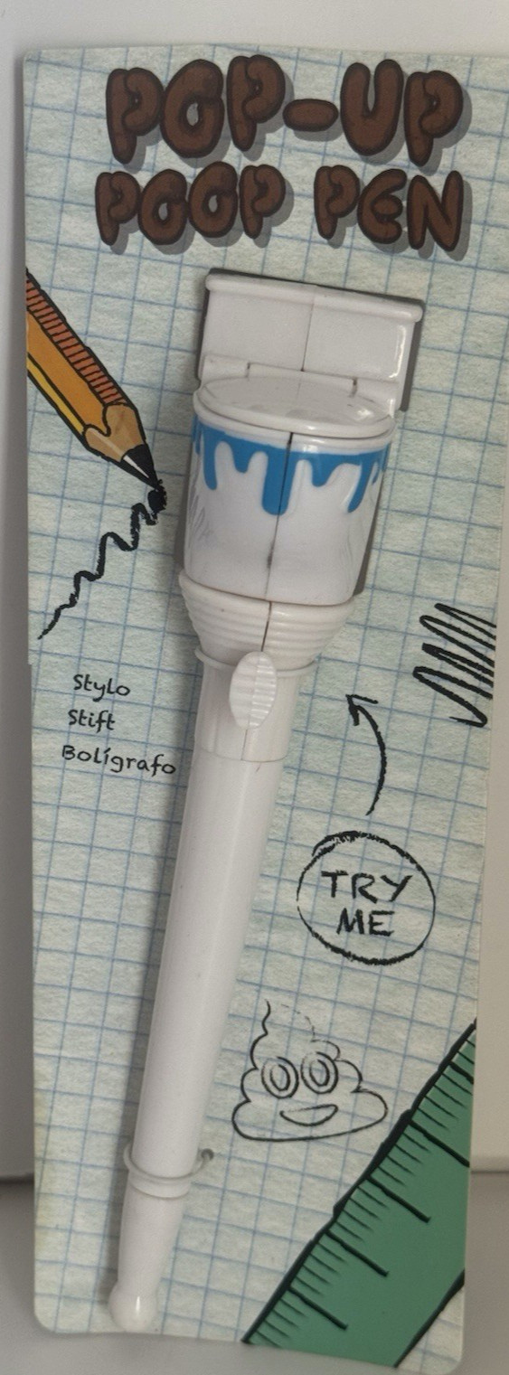 POOP Pop Up Pen – Toilet Seat Crap Emoji Office Joke Gift Funny Gag NEW