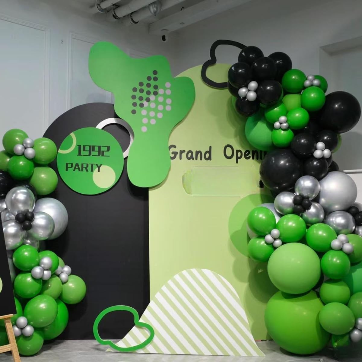 Green Black White Metallic Gold Balloons Garland Arch Kit, 146 Pcs Lime Dark …