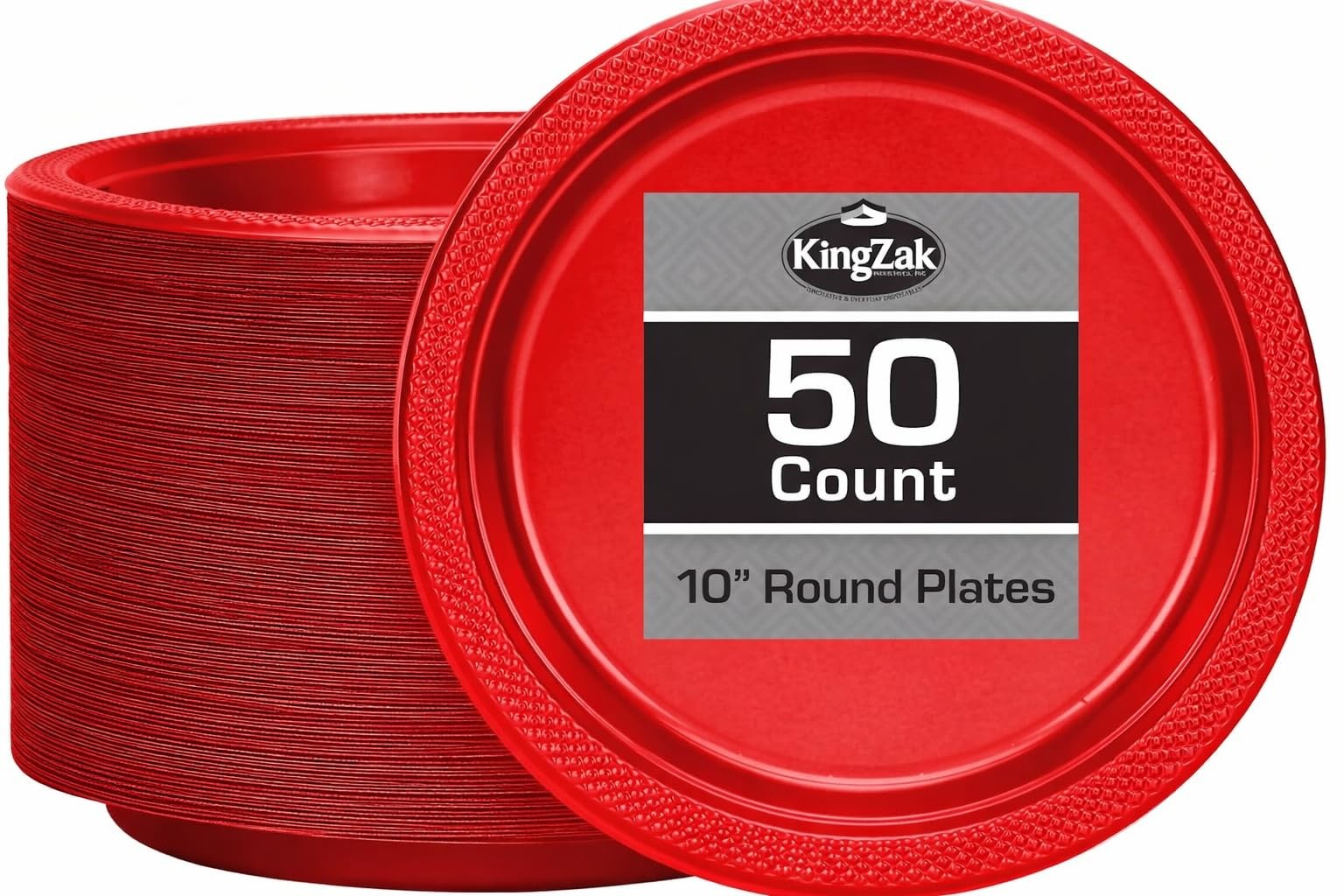 Round Party Plates-10 | Red | Pack of 50 Plastic Plate, 10 inch (84010)