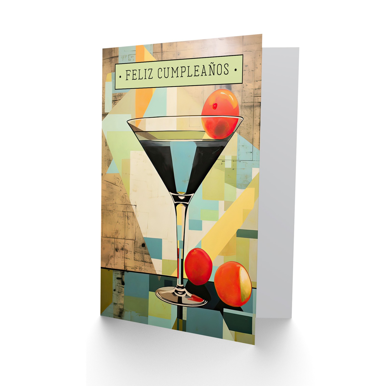 Feliz Cumpleaños Moderno Art Deco Martini Pintura Tarjeta de Cumpleaños