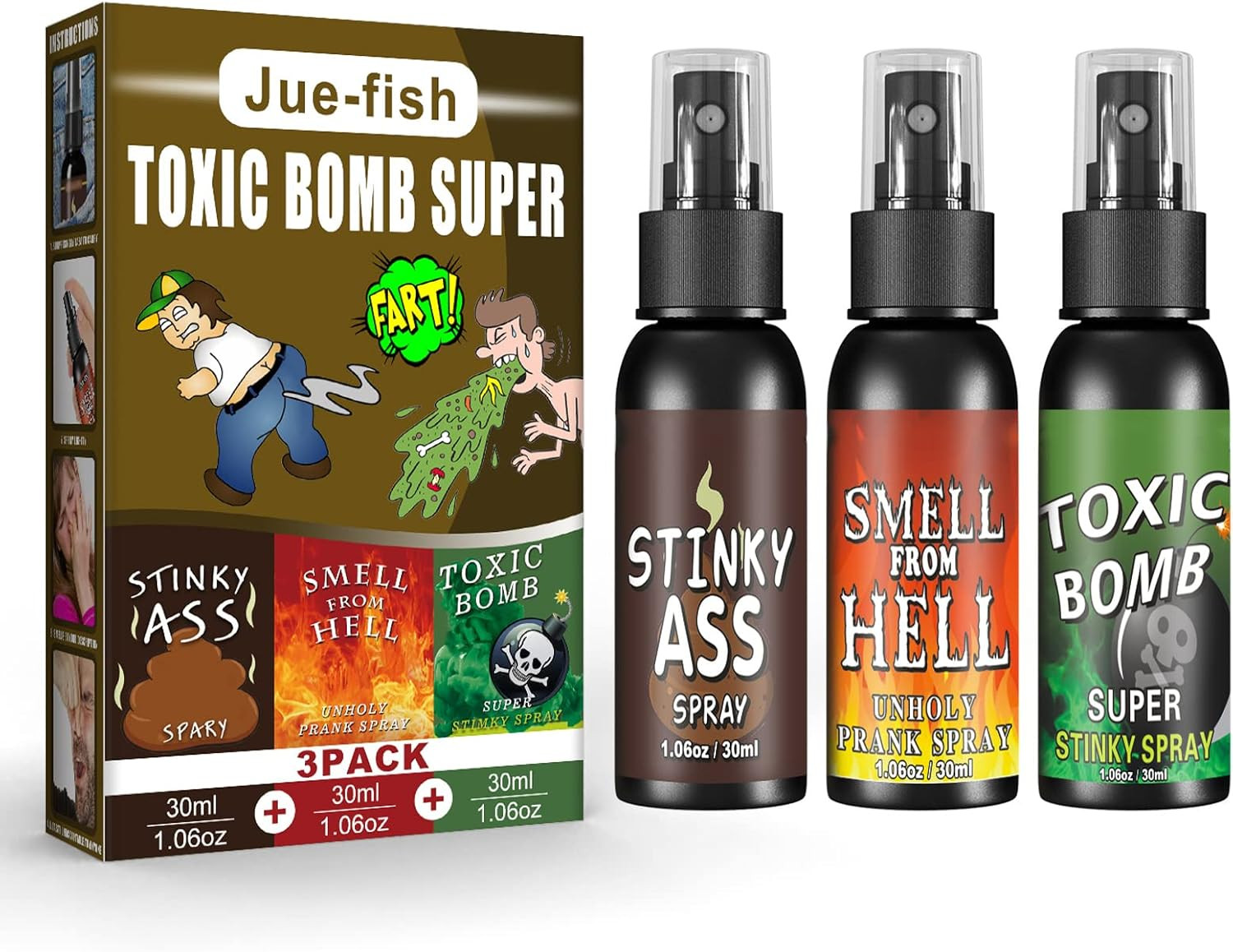 3P Fart Spray Extra Strong 30Ml Potent Stink Spray Non Toxic Fart Bomb Prank Stu