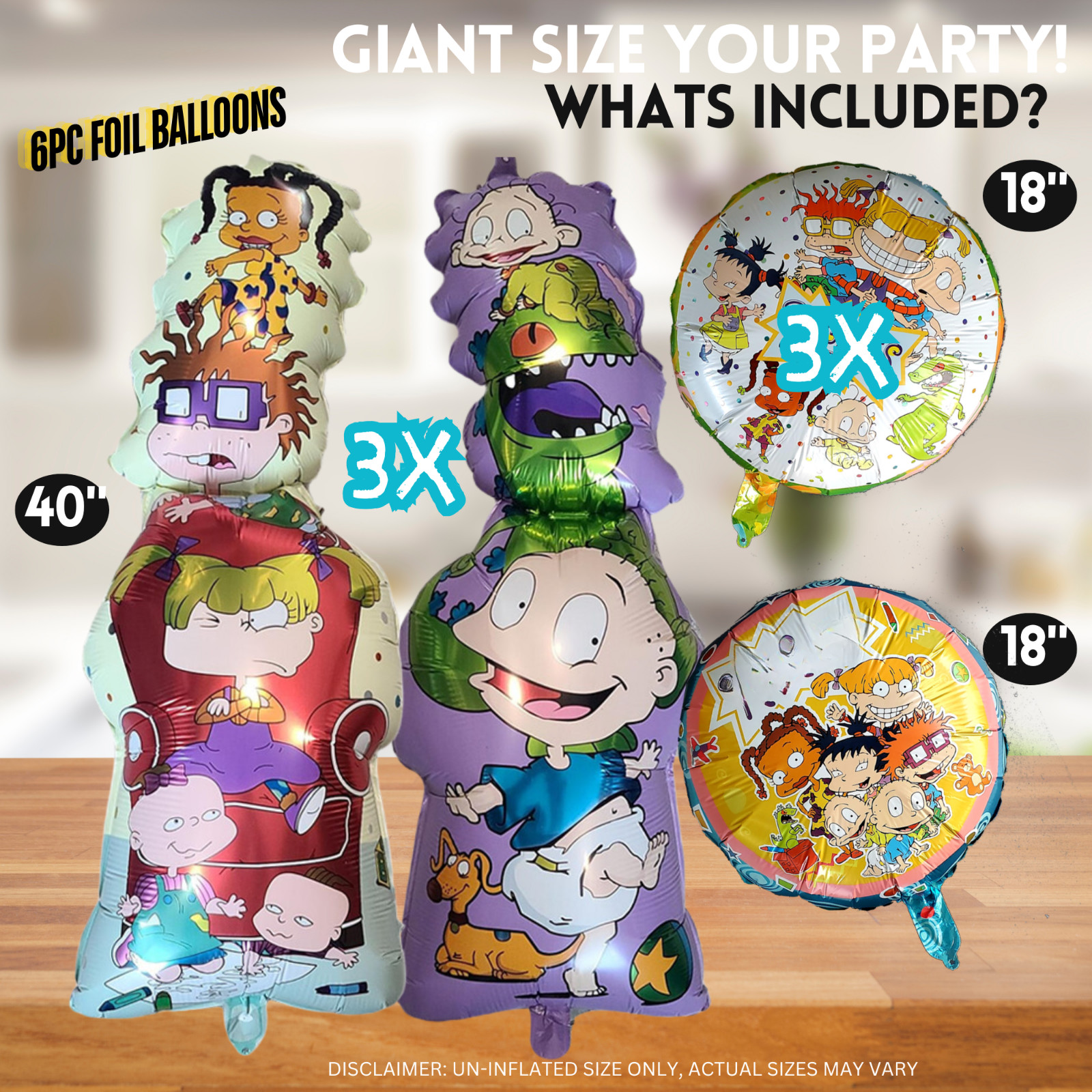 RUGRATS CUPS PLATE BANNER PARTY TABLE COVER SUPPLIES BALLOON CUPCAKE TOPPER CAKE