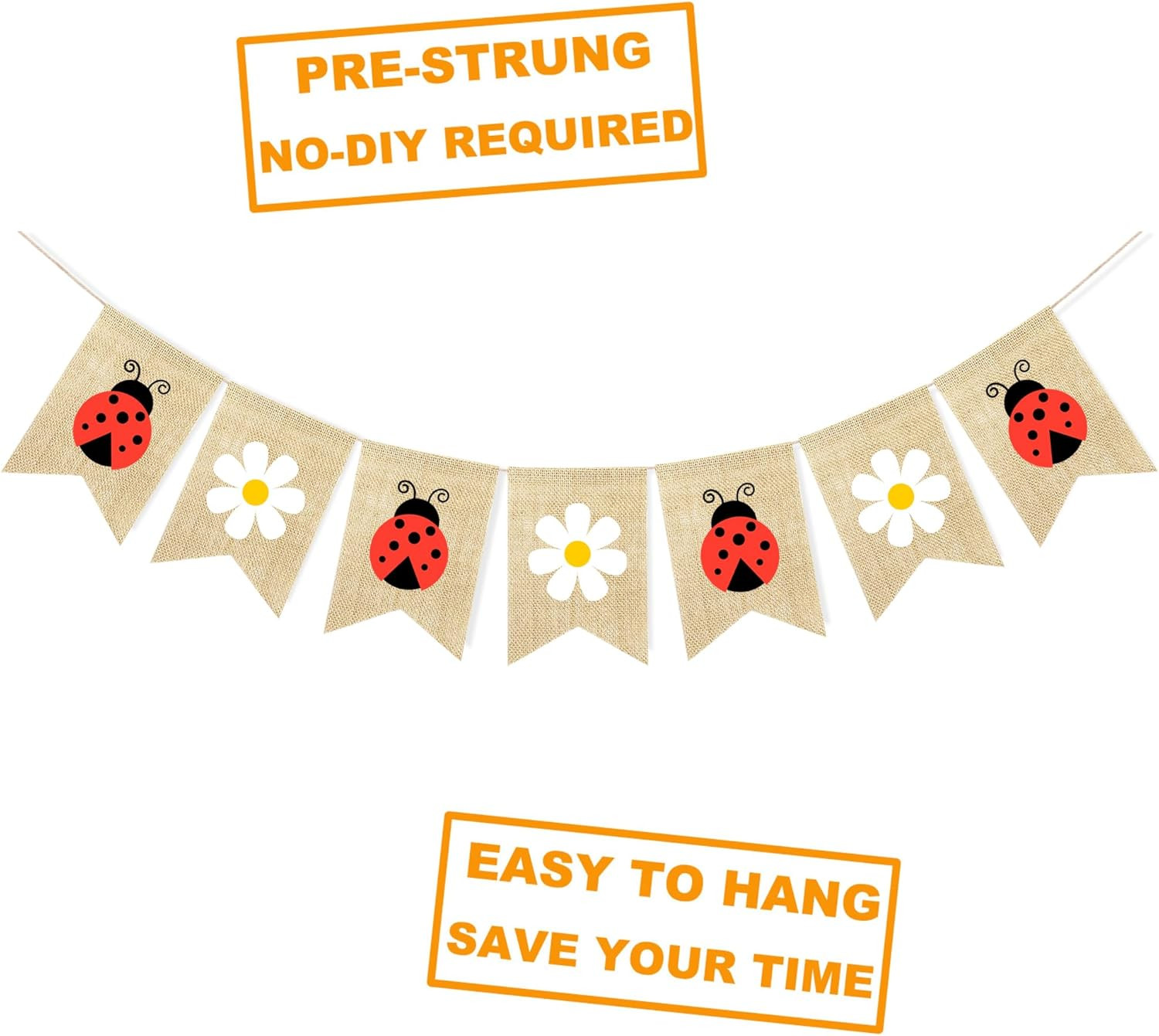 Daisy Ladybug Banner Burlap Bunting Garland Ladybug Party Decorations for Weddin